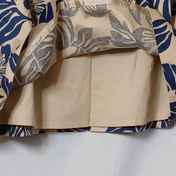 Talbots Stretch Floral Skirt Tan and Blue With Sequins. Size 16 - Picture 9 of 14